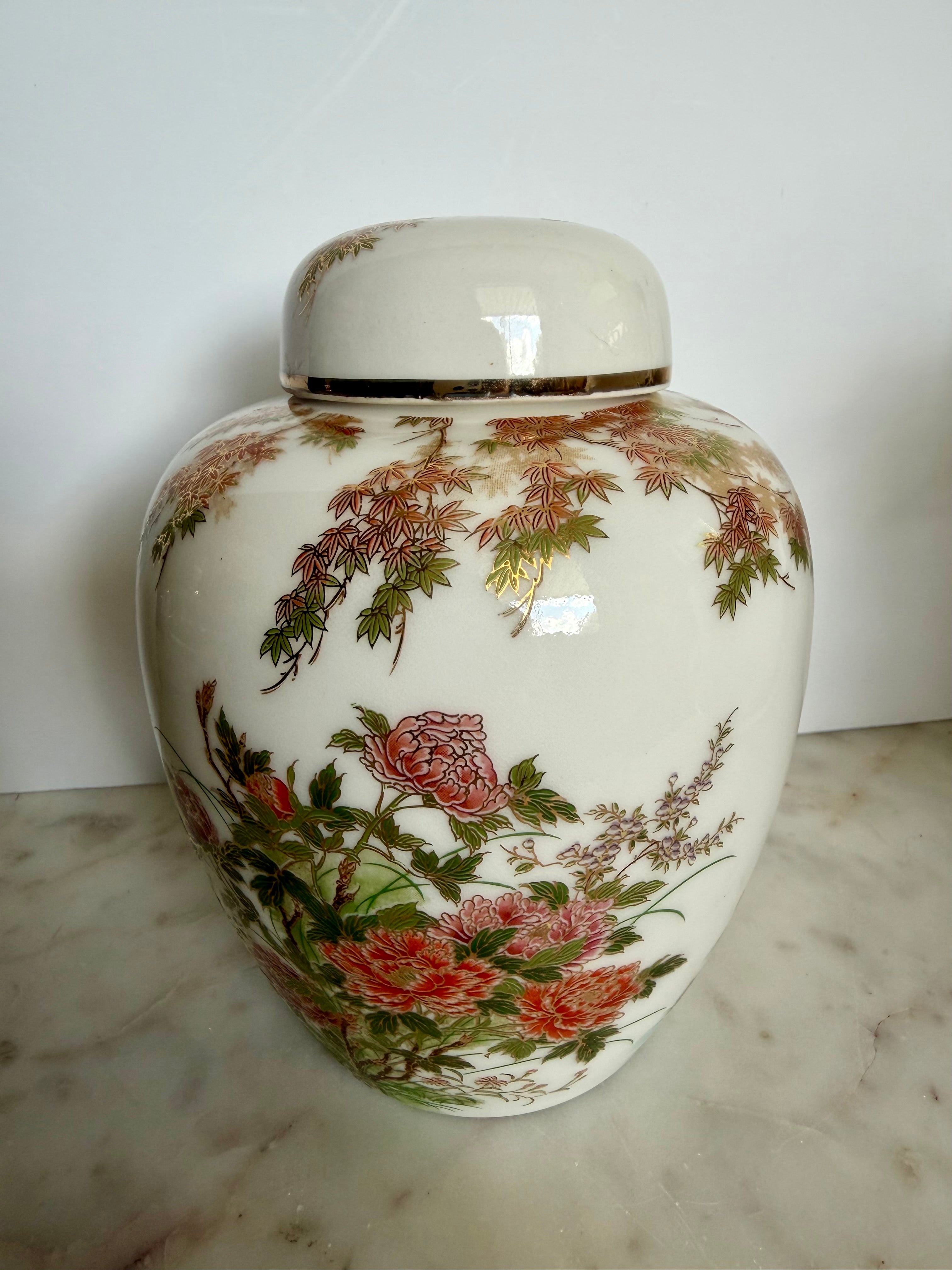 Japanese Porcelain Ginger Jar with Lid – Autumn Botanicals & Bluebird