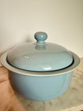 Vintage Powder Blue Ceramic Lidded Bowl