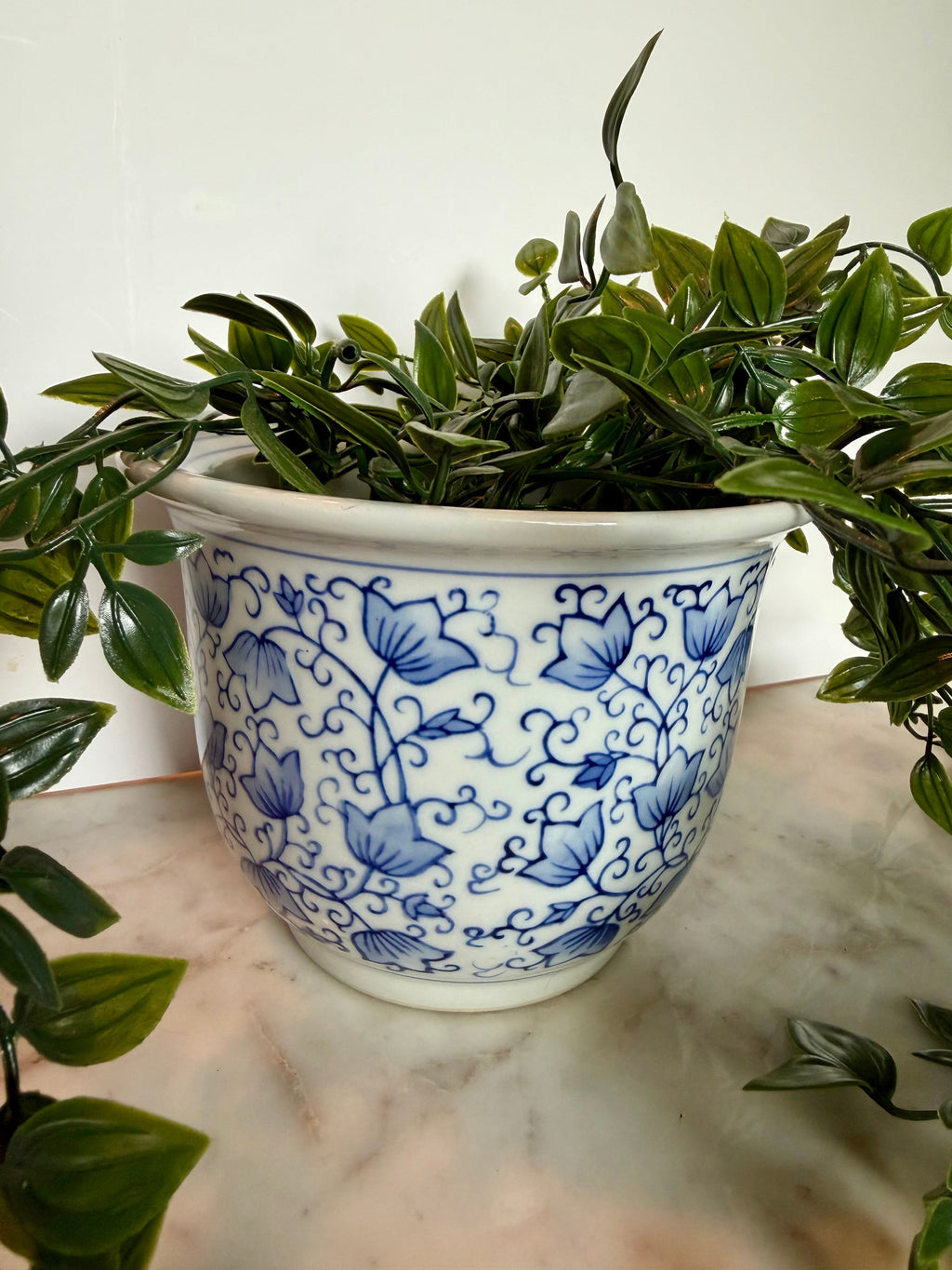 Blue & White Chinoiserie Ceramic Planter