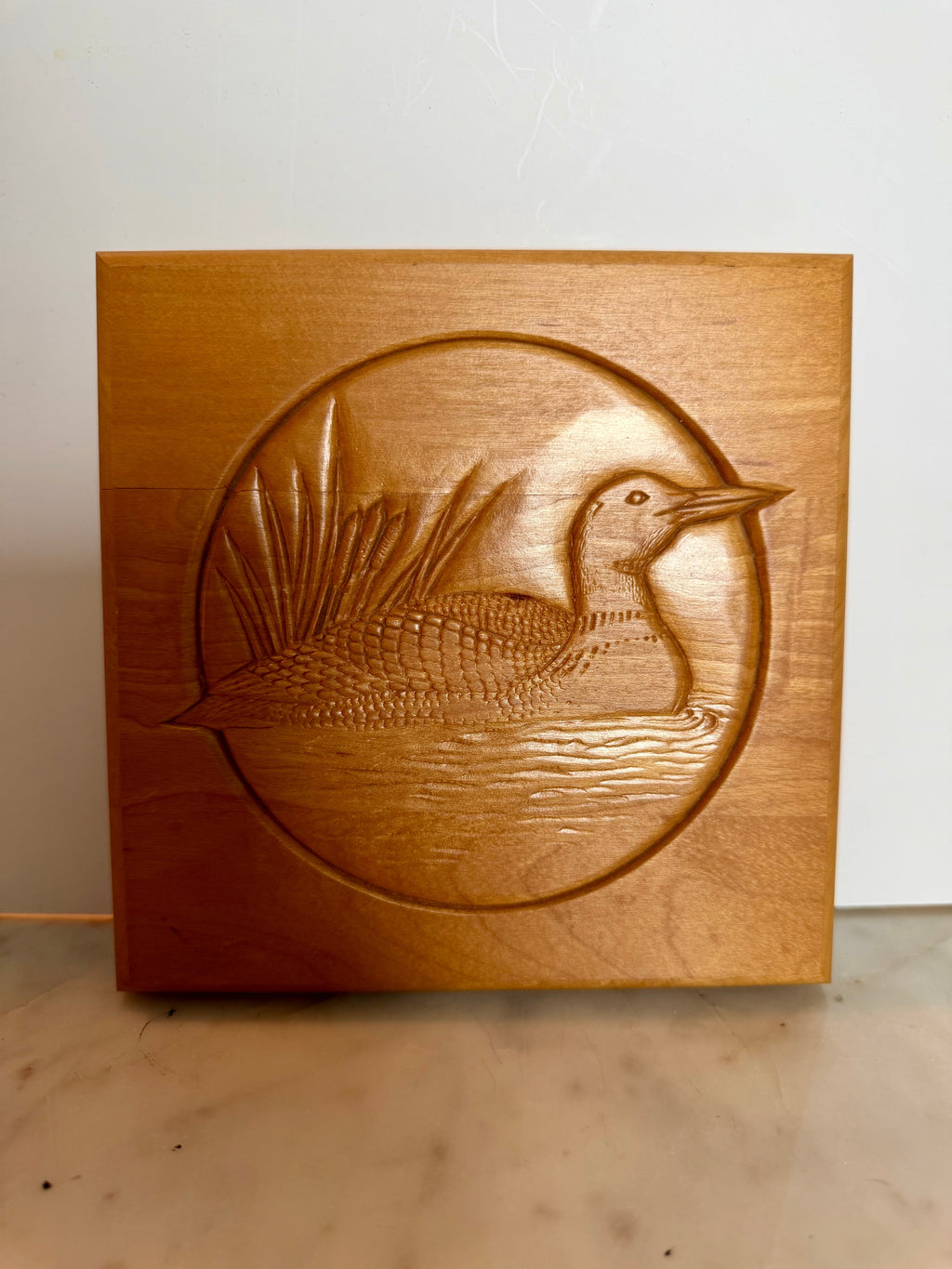 Vintage Hand-Carved Wood Loon Relief Panel
