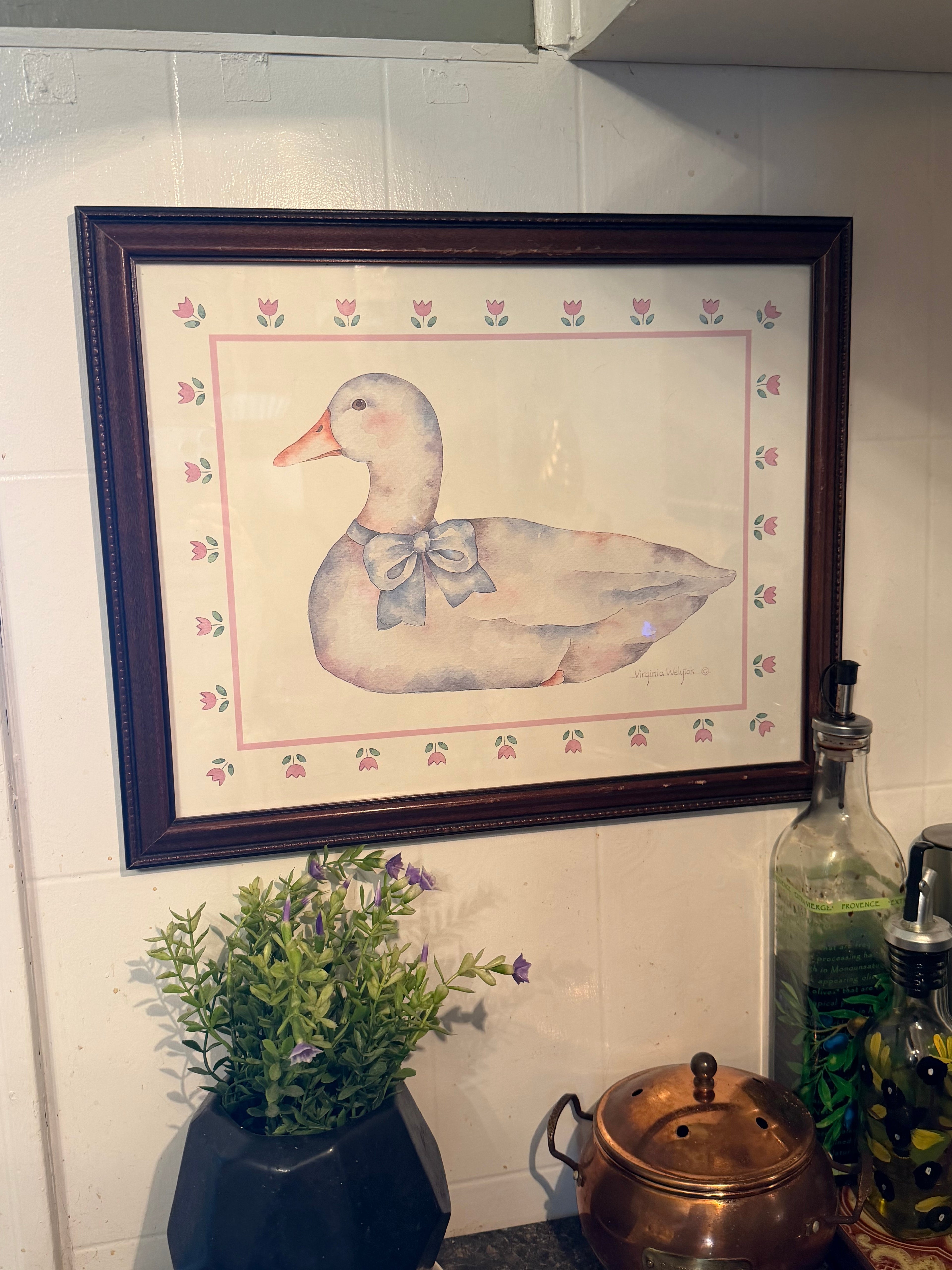 Vintage Duck Watercolor Print — Framed Wall Art