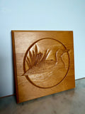 Vintage Hand-Carved Wood Loon Relief Panel