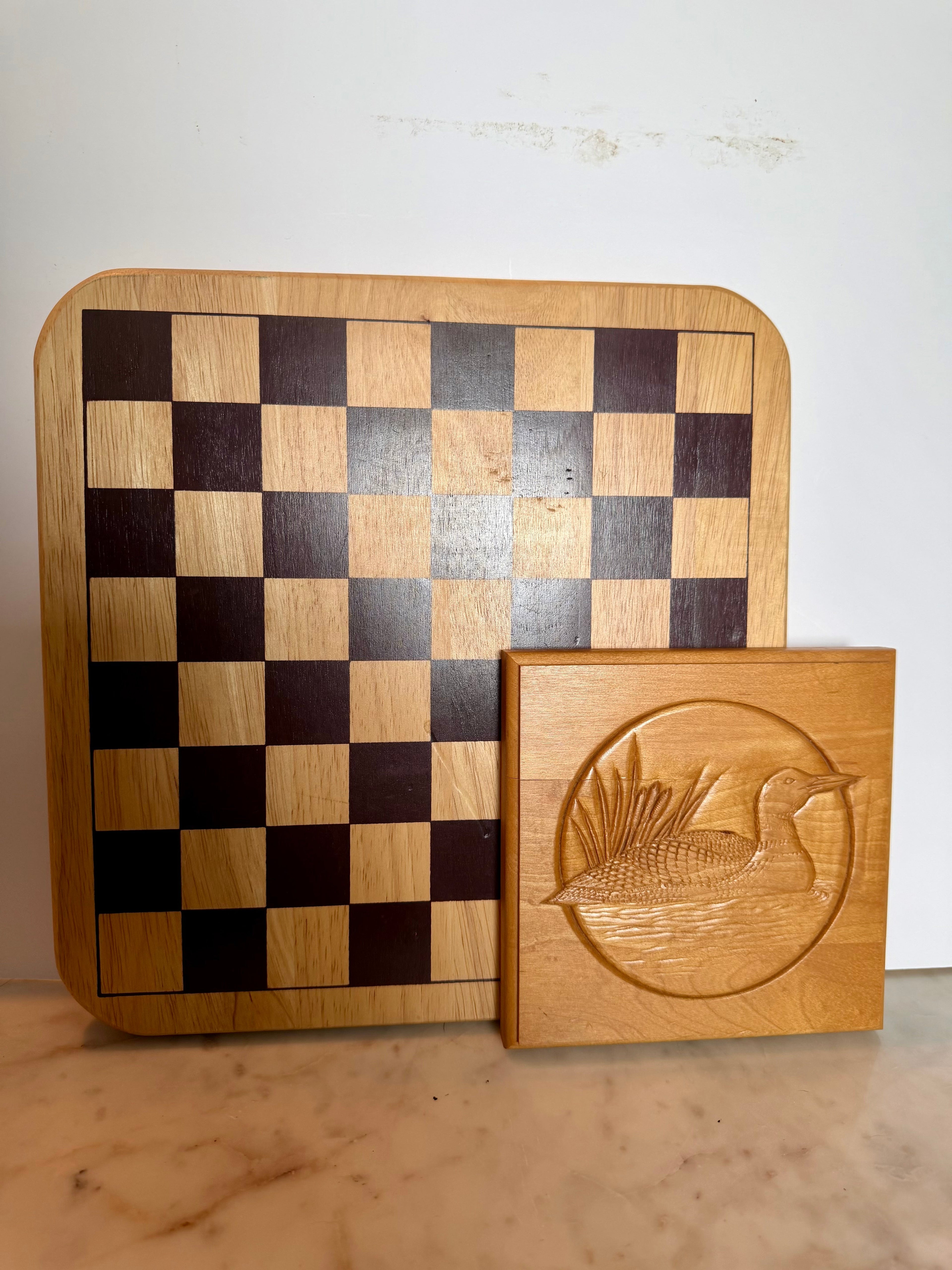 Vintage Hand-Carved Wood Loon Relief Panel