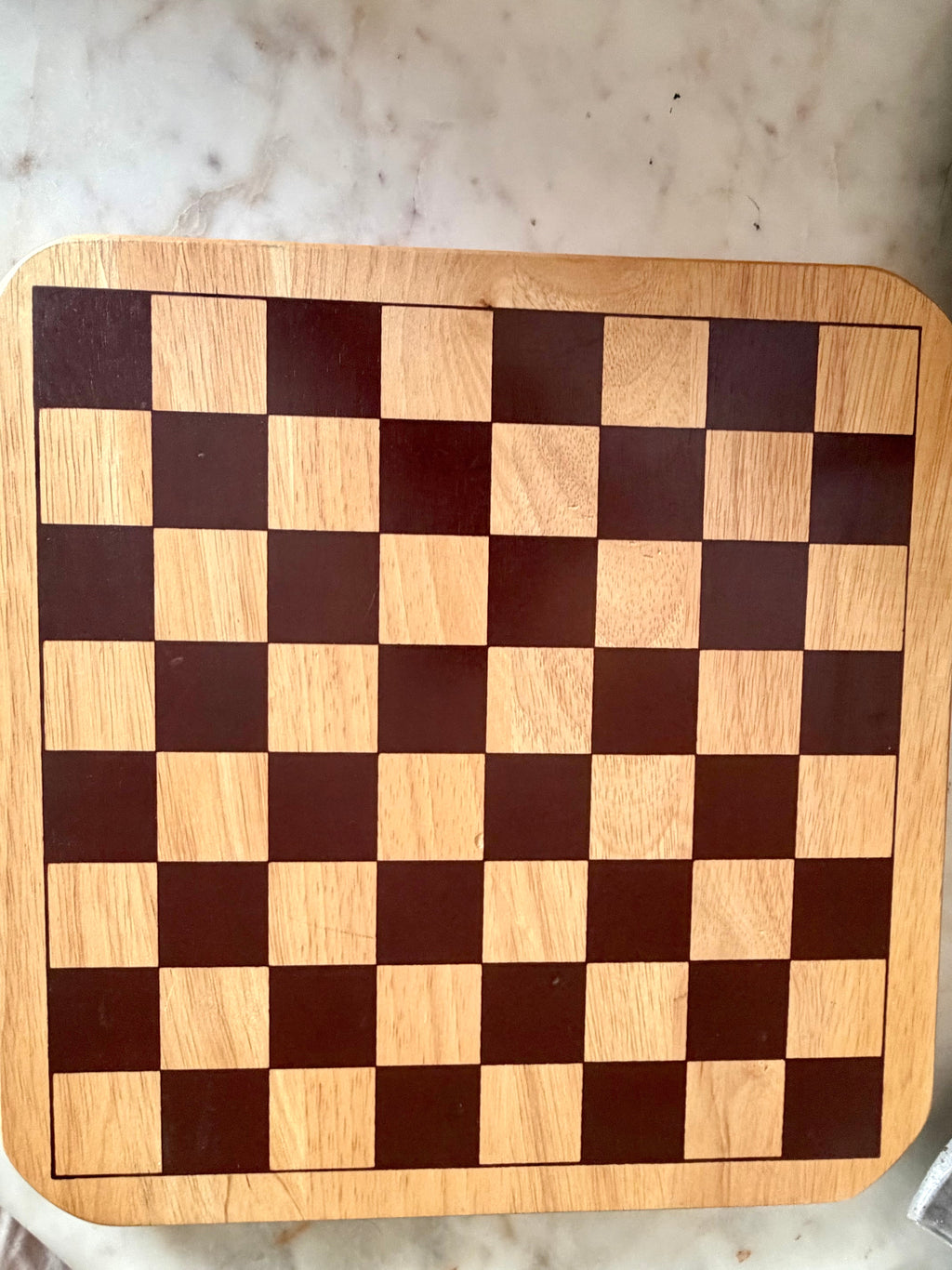 Vintage Wooden Checkerboard Game Board