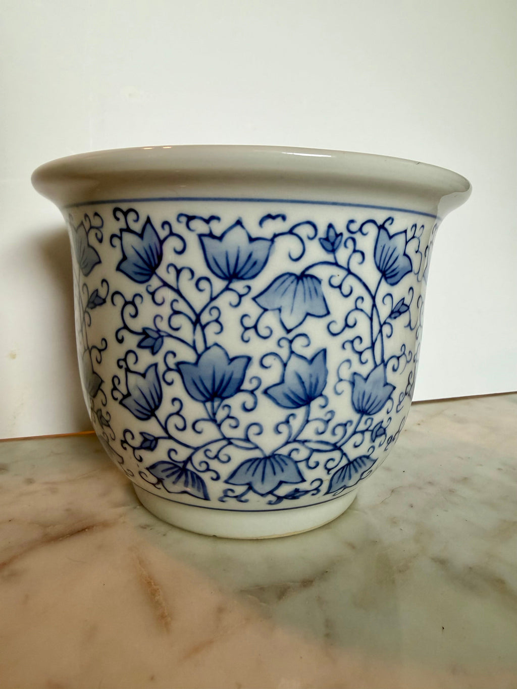 Blue & White Chinoiserie Ceramic Planter