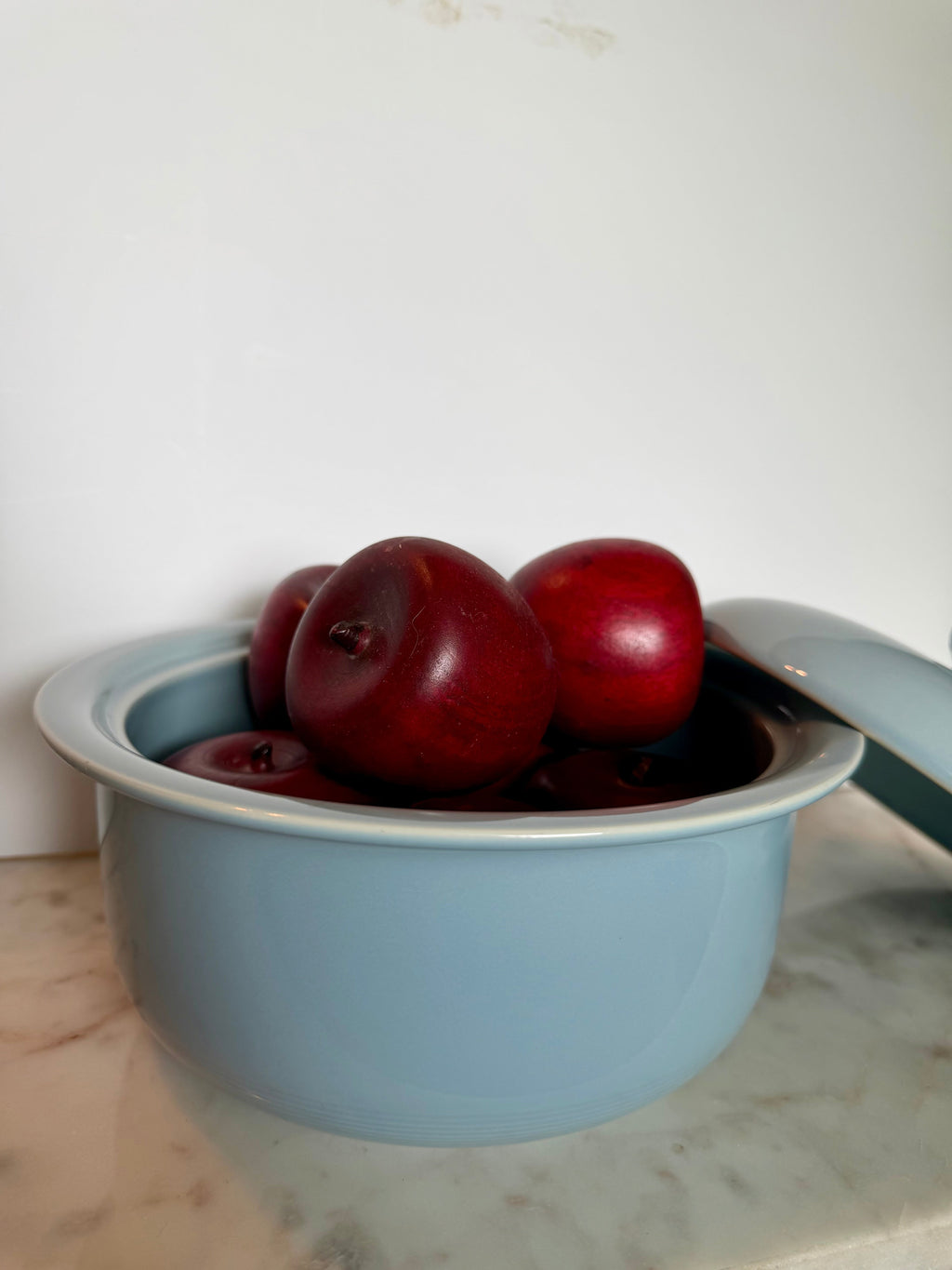 Vintage Powder Blue Ceramic Lidded Bowl