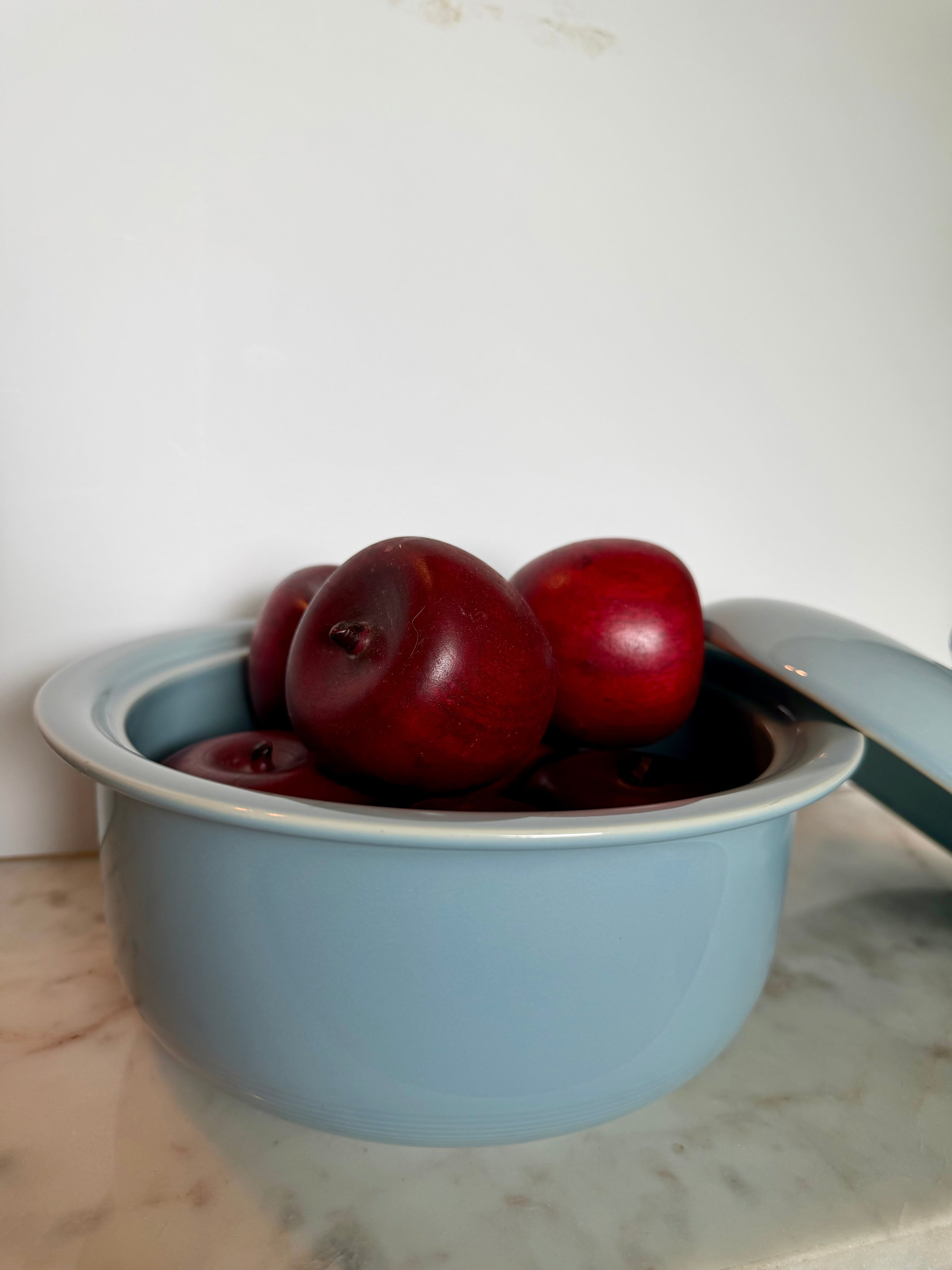 Vintage Powder Blue Ceramic Lidded Bowl