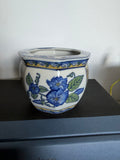 Blue & White Chinoiserie Floral Ceramic Cachepot