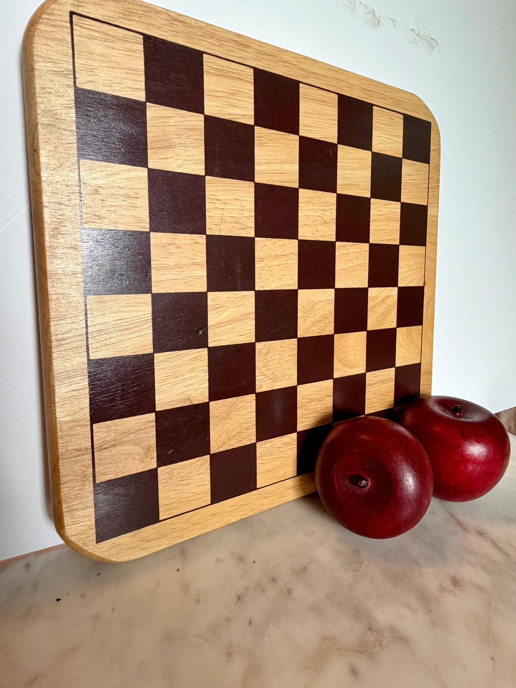 Vintage Wooden Checkerboard Game Board
