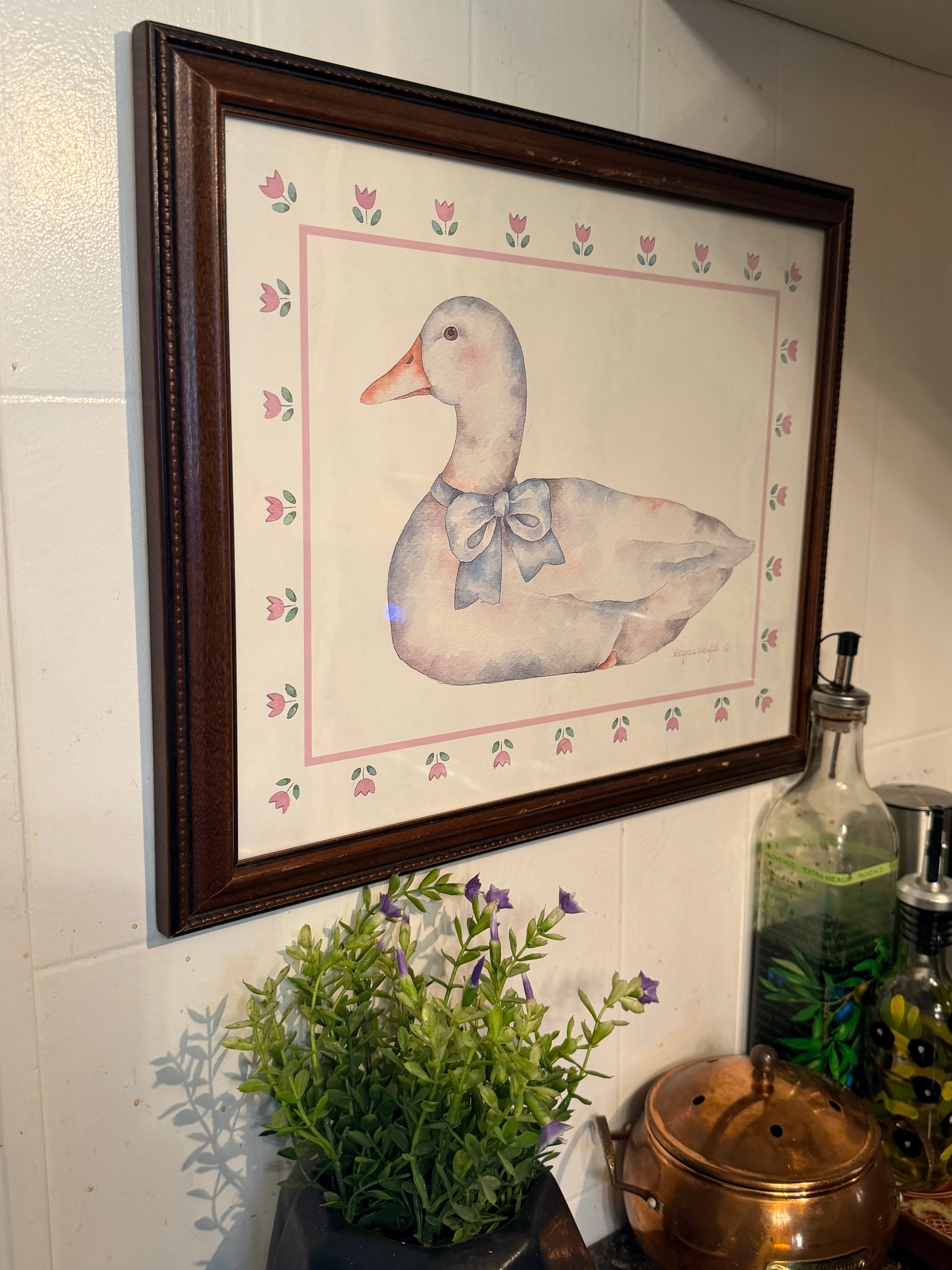 Vintage Duck Watercolor Print — Framed Wall Art