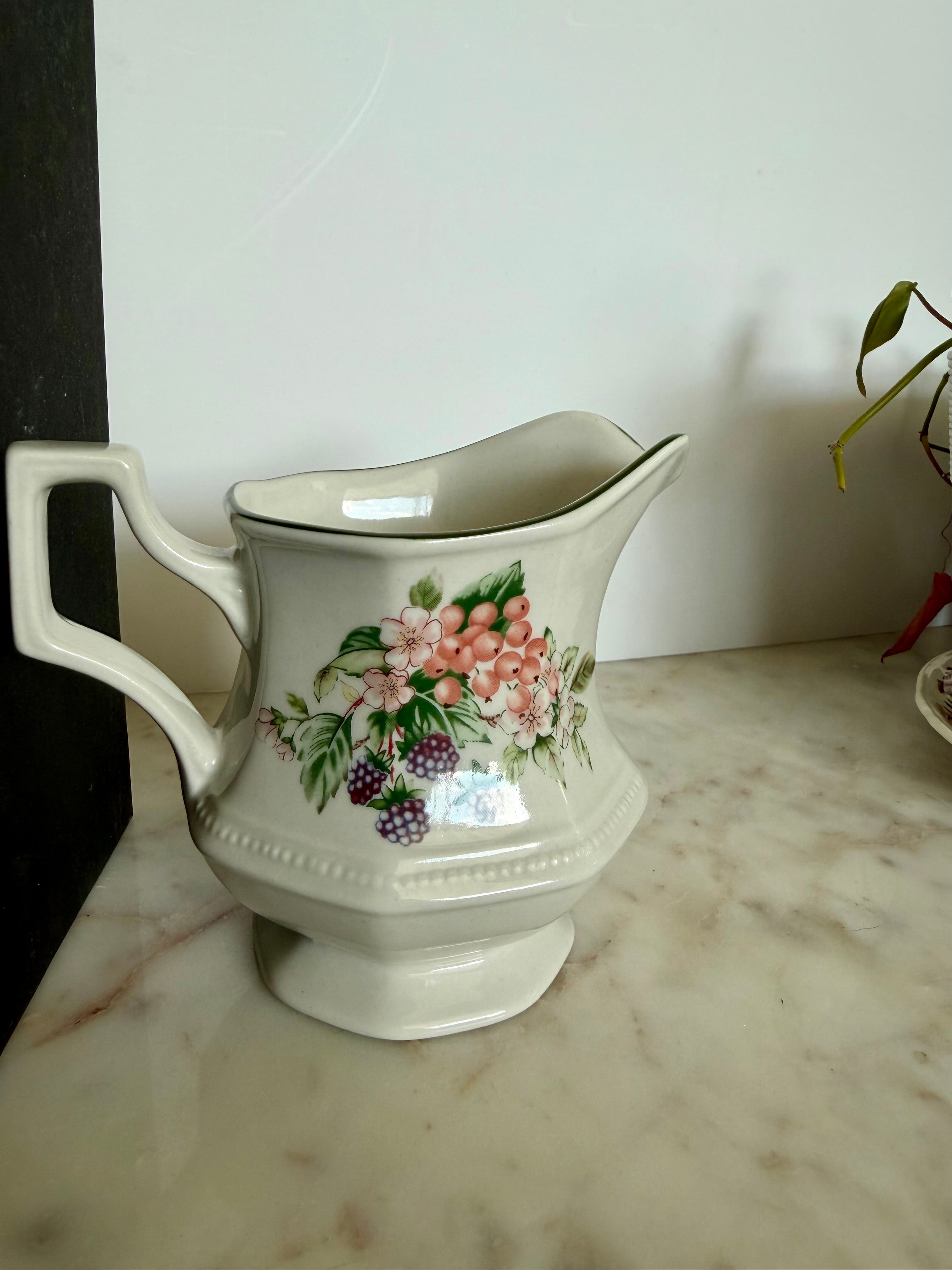 Johnson Bros. Blackberry Floral Ceramic Pitcher