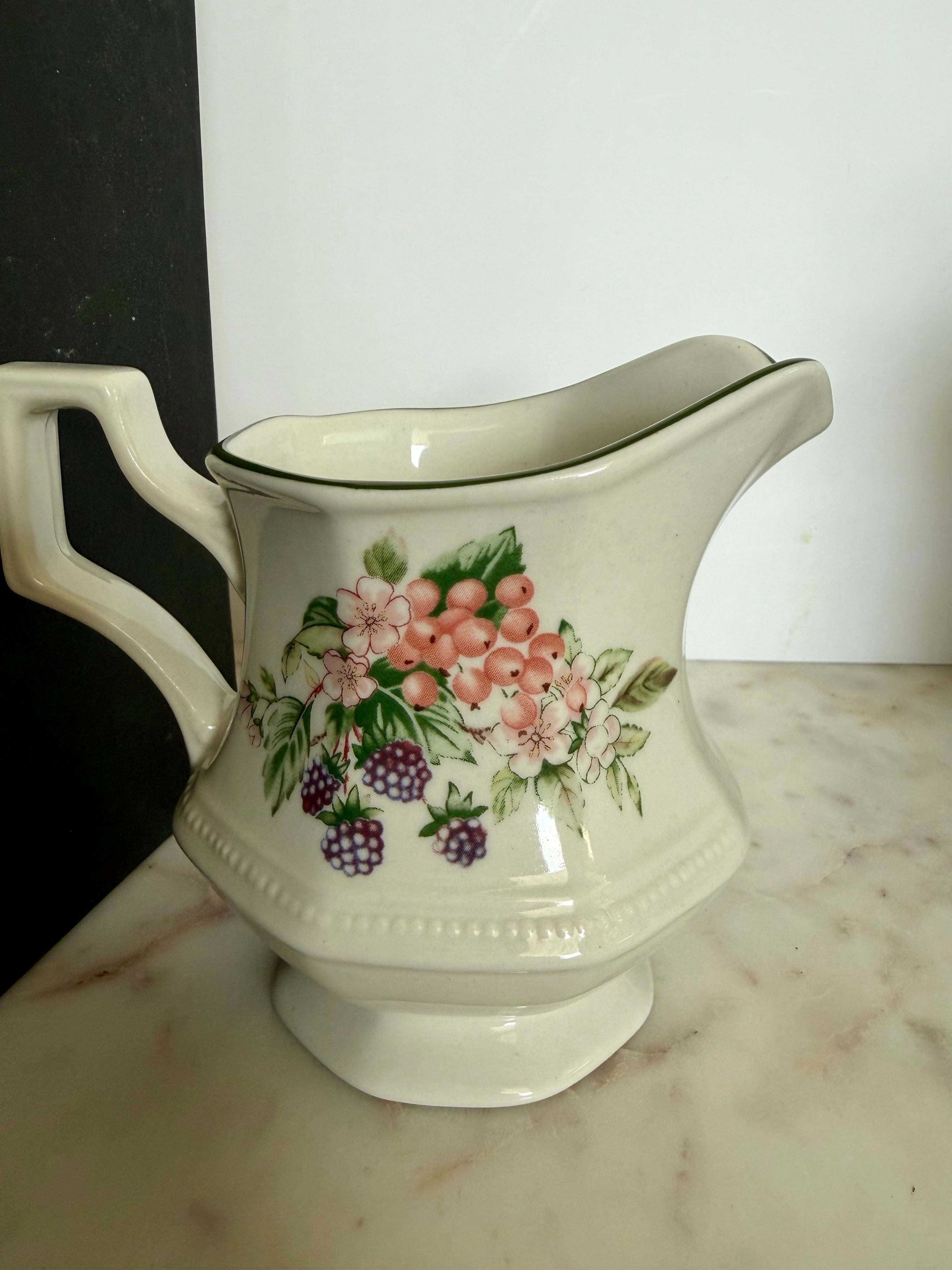 Johnson Bros. Blackberry Floral Ceramic Pitcher