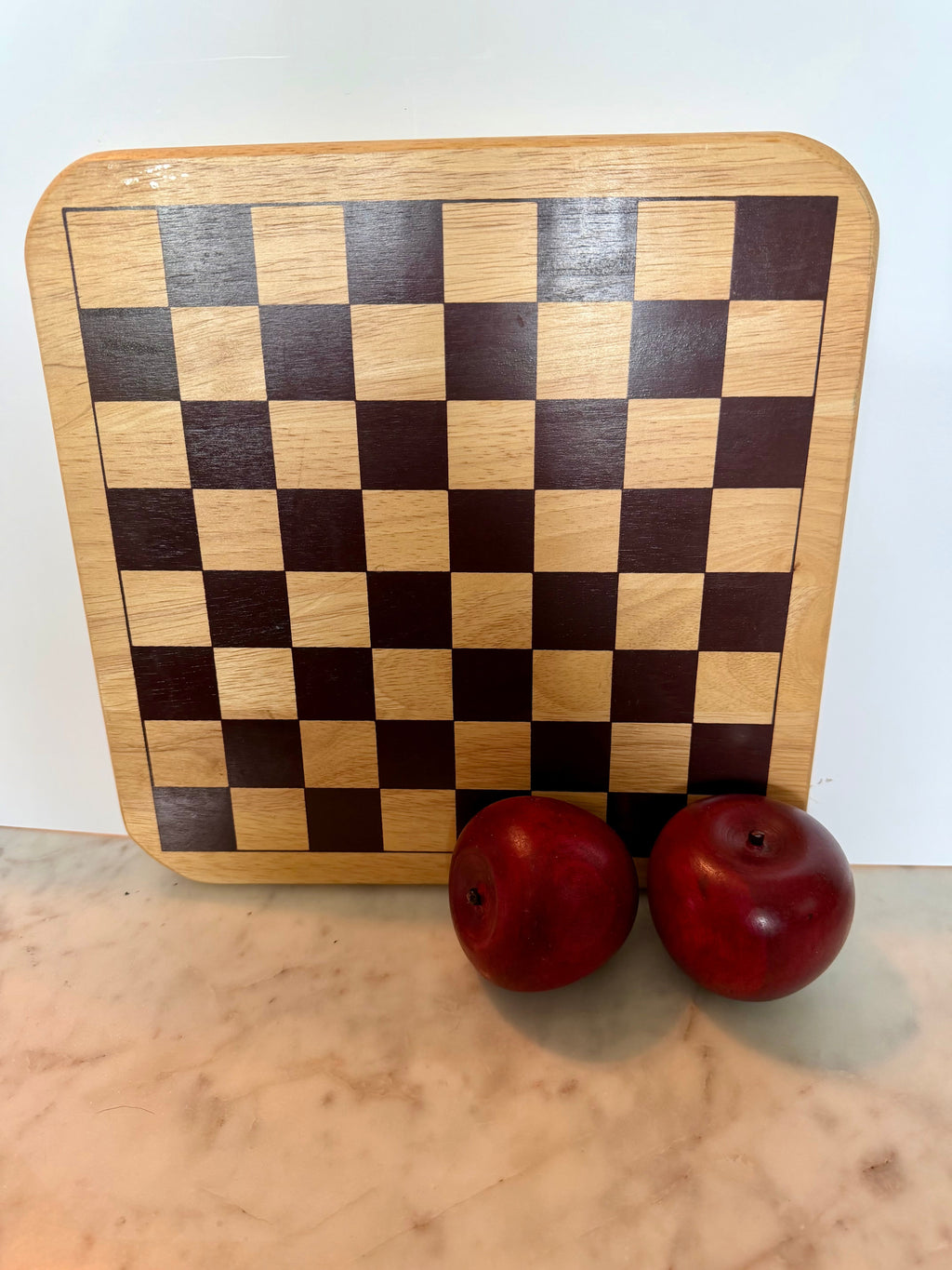Vintage Wooden Checkerboard Game Board