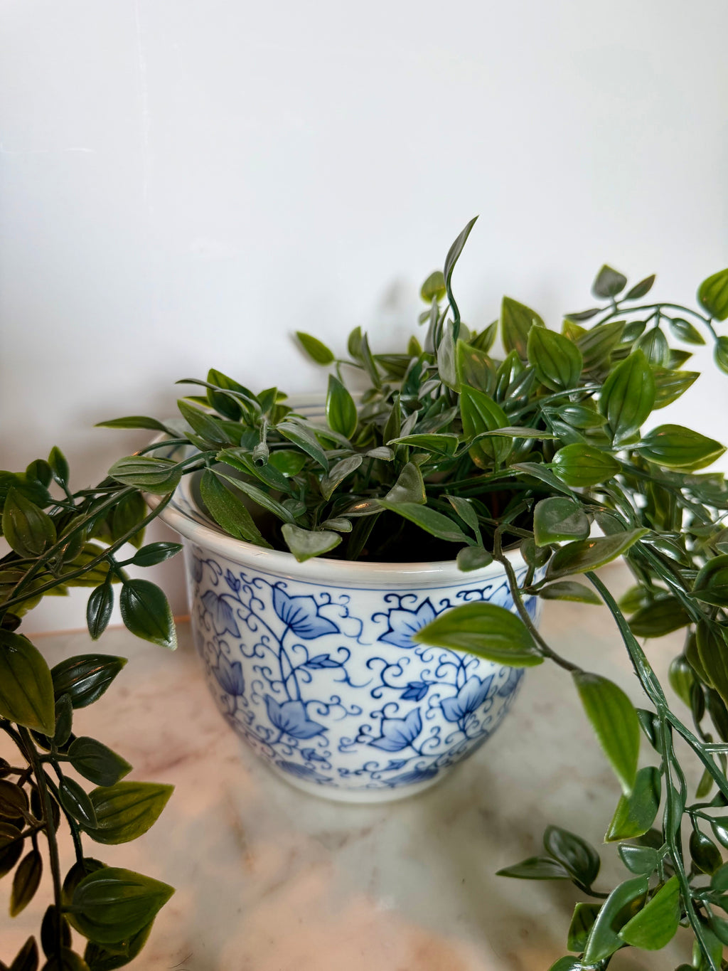 Blue & White Chinoiserie Ceramic Planter