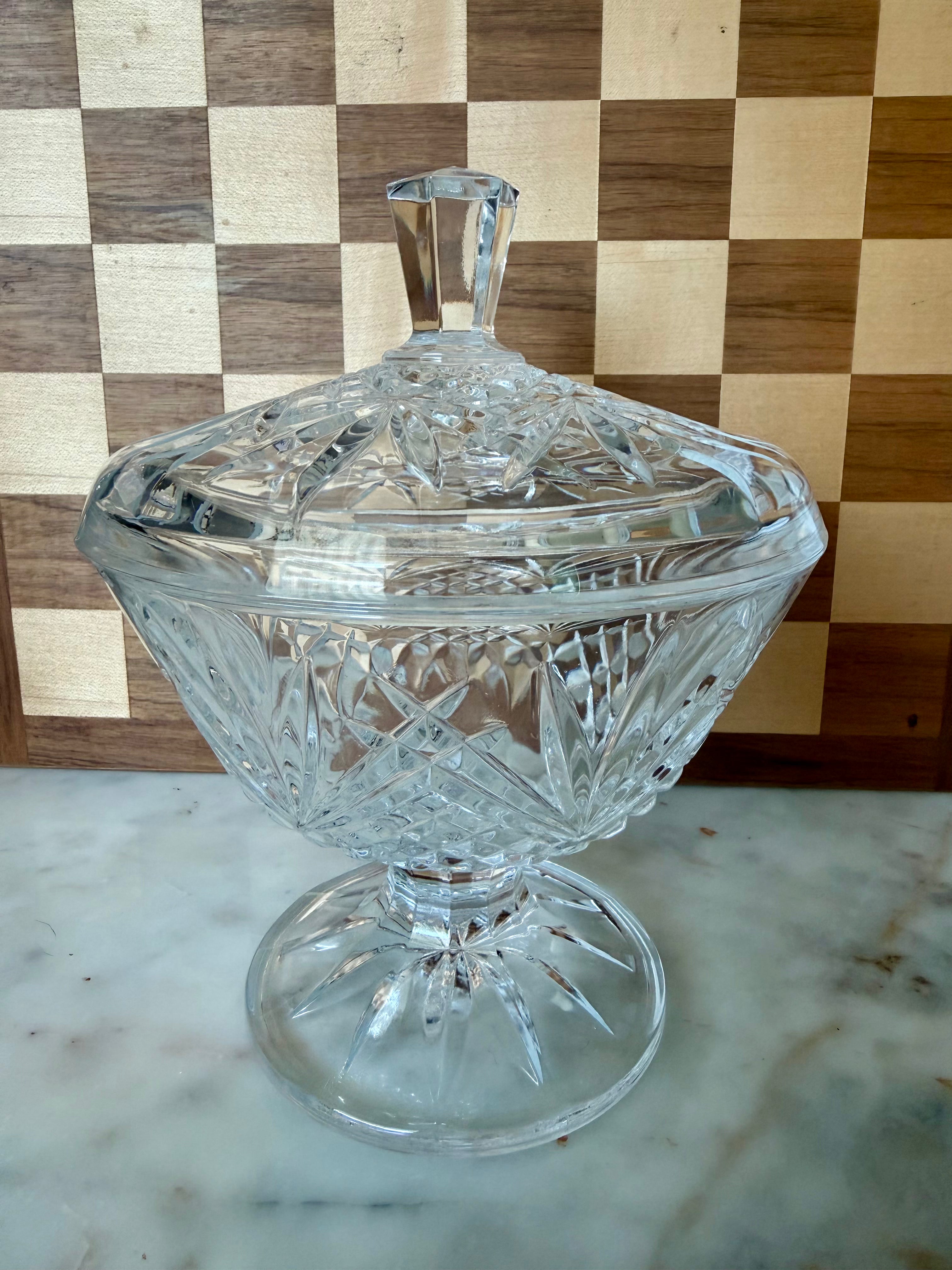 Crystal Footed Candy Dish with Lid