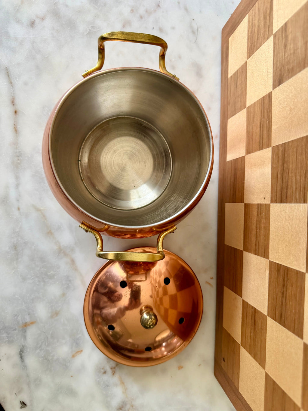 Vintage Copper Pot with Brass Handles – Cottagecore Kitchen Decor
