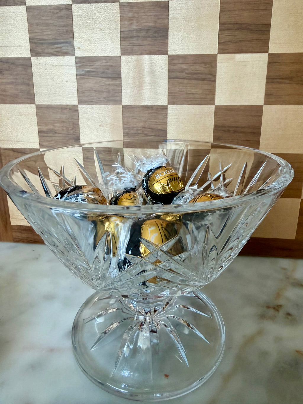 Crystal Footed Candy Dish with Lid